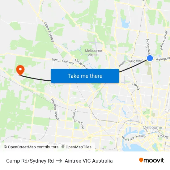 Camp Rd/Sydney Rd to Aintree VIC Australia map