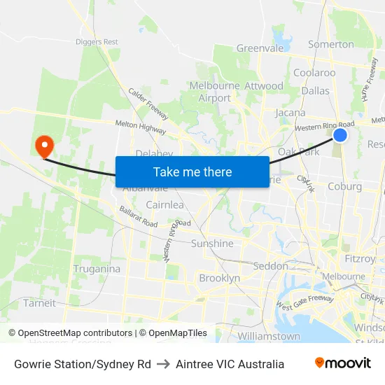 Gowrie Station/Sydney Rd to Aintree VIC Australia map