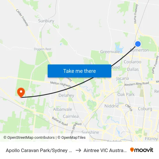 Apollo Caravan Park/Sydney Rd to Aintree VIC Australia map