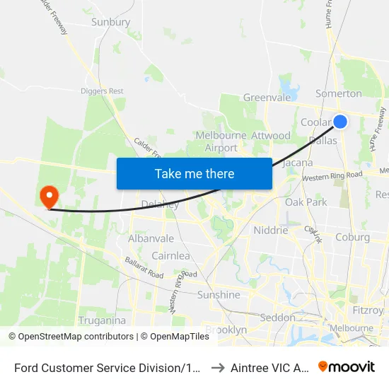 Ford Customer Service Division/1743 Sydney Rd to Aintree VIC Australia map
