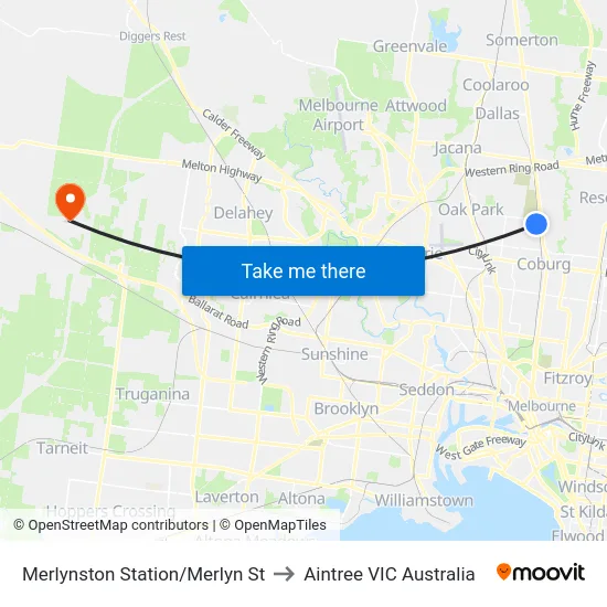 Merlynston Station/Merlyn St to Aintree VIC Australia map