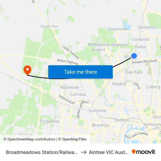 Broadmeadows Station/Railway Cres to Aintree VIC Australia map
