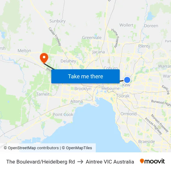 The Boulevard/Heidelberg Rd to Aintree VIC Australia map