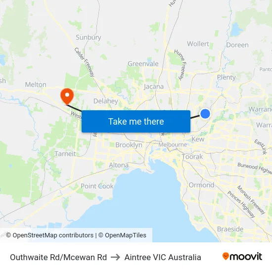 Outhwaite Rd/Mcewan Rd to Aintree VIC Australia map