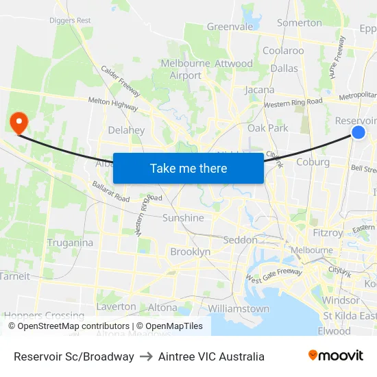 Reservoir Sc/Broadway to Aintree VIC Australia map