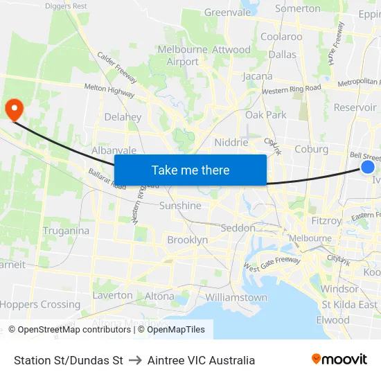 Station St/Dundas St to Aintree VIC Australia map