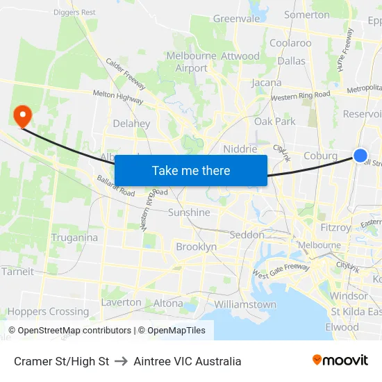Cramer St/High St to Aintree VIC Australia map