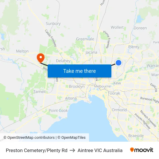 Preston Cemetery/Plenty Rd to Aintree VIC Australia map