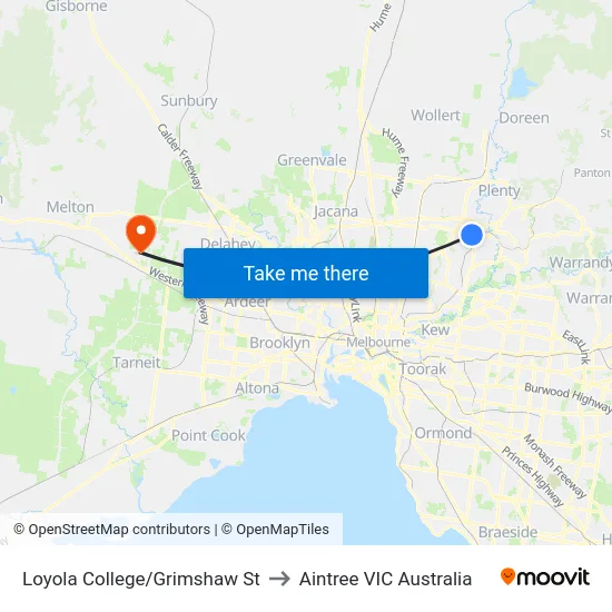 Loyola College/Grimshaw St to Aintree VIC Australia map