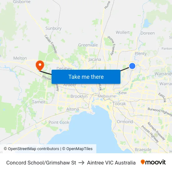 Concord School/Grimshaw St to Aintree VIC Australia map