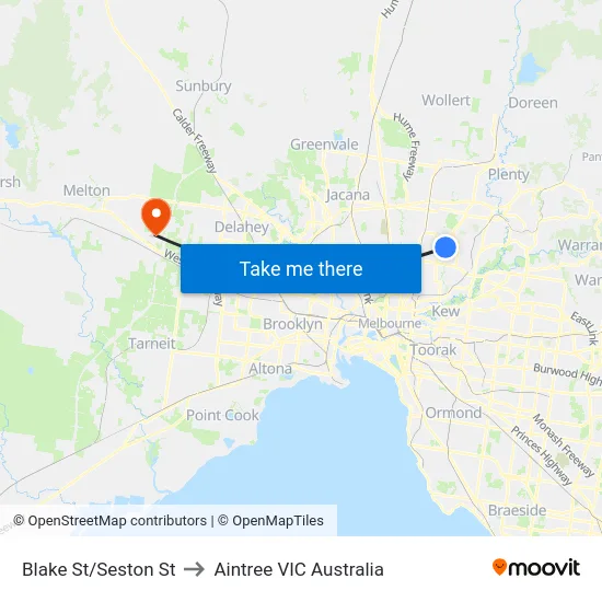 Blake St/Seston St to Aintree VIC Australia map