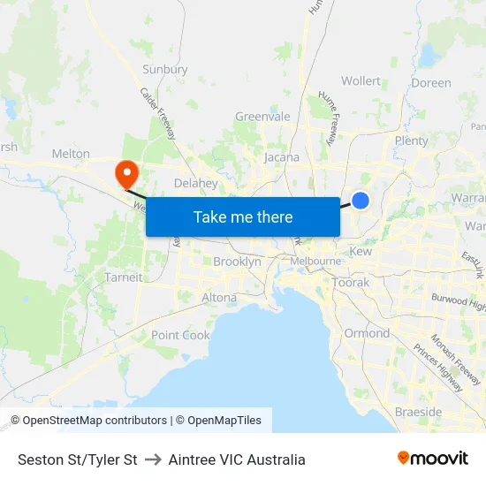 Seston St/Tyler St to Aintree VIC Australia map