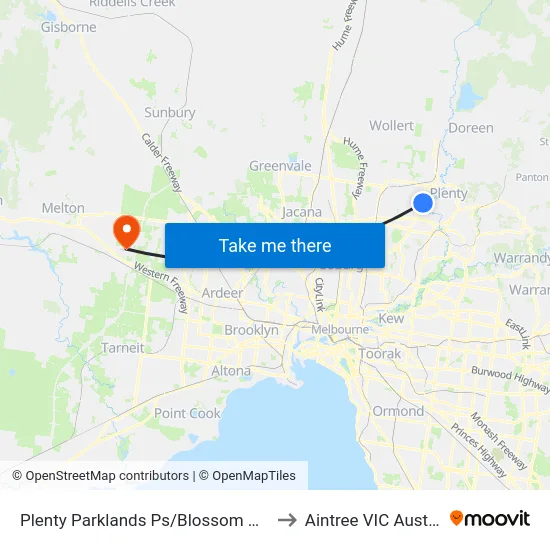 Plenty Parklands Ps/Blossom Park Dr to Aintree VIC Australia map