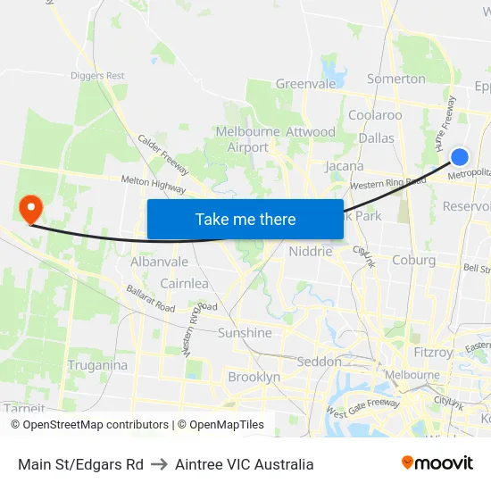 Main St/Edgars Rd to Aintree VIC Australia map