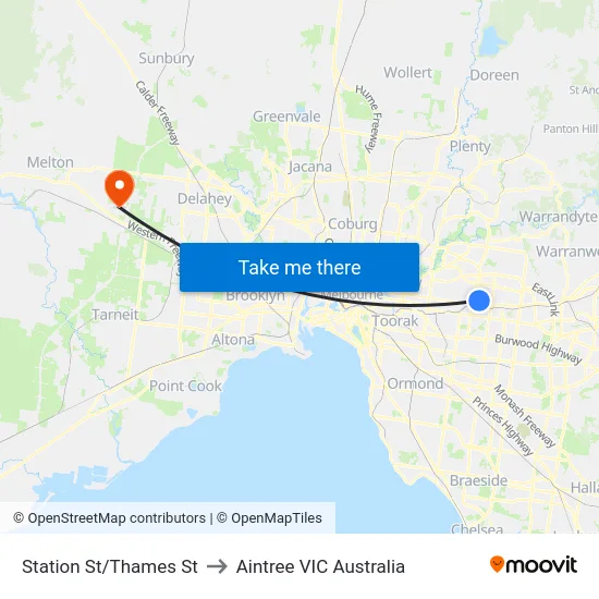 Station St/Thames St to Aintree VIC Australia map