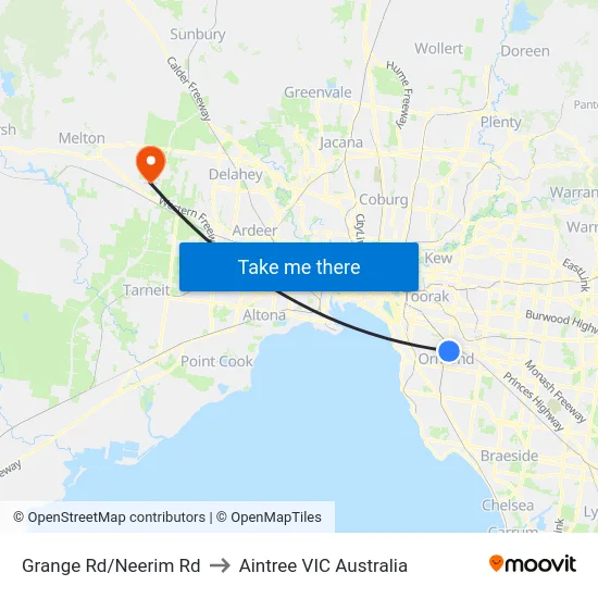 Grange Rd/Neerim Rd to Aintree VIC Australia map