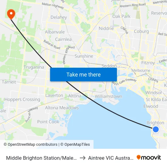 Middle Brighton Station/Male St to Aintree VIC Australia map