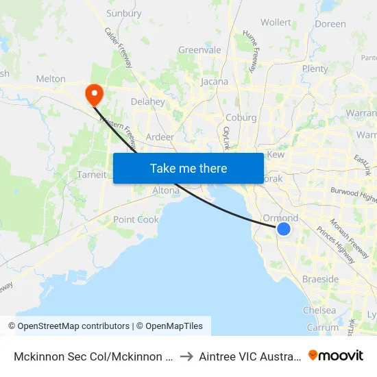 Mckinnon Sec Col/Mckinnon Rd to Aintree VIC Australia map