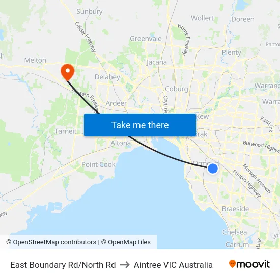 East Boundary Rd/North Rd to Aintree VIC Australia map