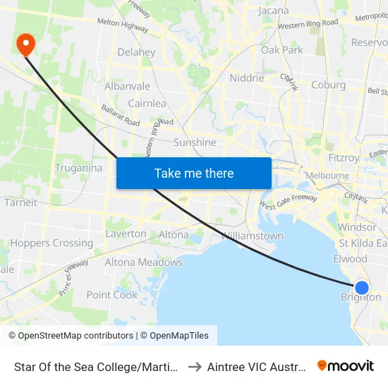 Star Of the Sea College/Martin St to Aintree VIC Australia map