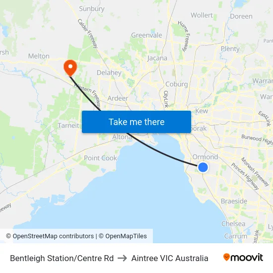 Bentleigh Station/Centre Rd to Aintree VIC Australia map