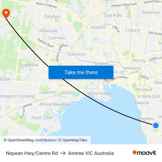 Nepean Hwy/Centre Rd to Aintree VIC Australia map