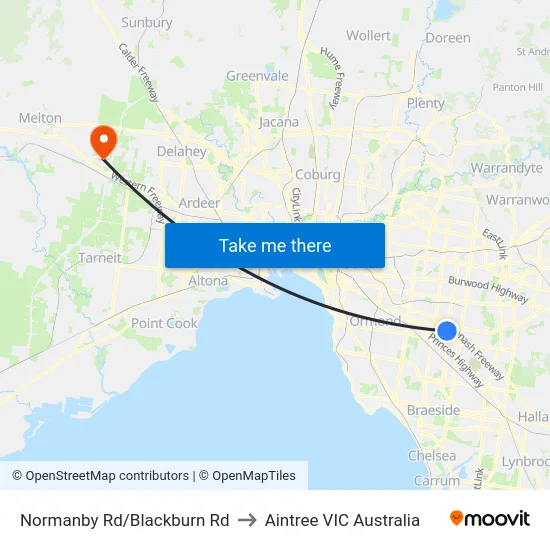 Normanby Rd/Blackburn Rd to Aintree VIC Australia map