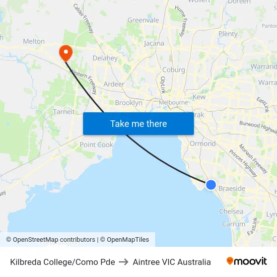 Kilbreda College/Como Pde to Aintree VIC Australia map