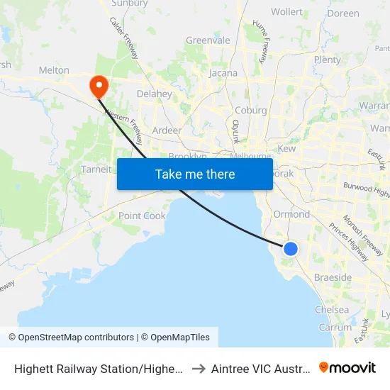 Highett Railway Station/Highett Rd to Aintree VIC Australia map