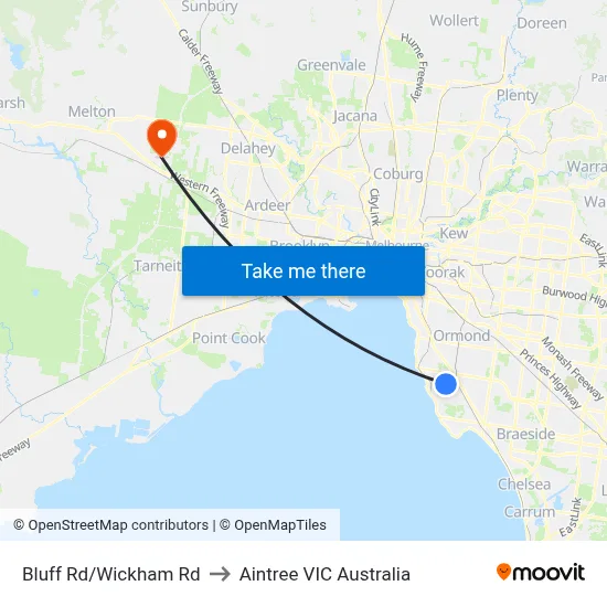 Bluff Rd/Wickham Rd to Aintree VIC Australia map