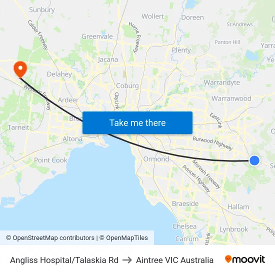 Angliss Hospital/Talaskia Rd to Aintree VIC Australia map