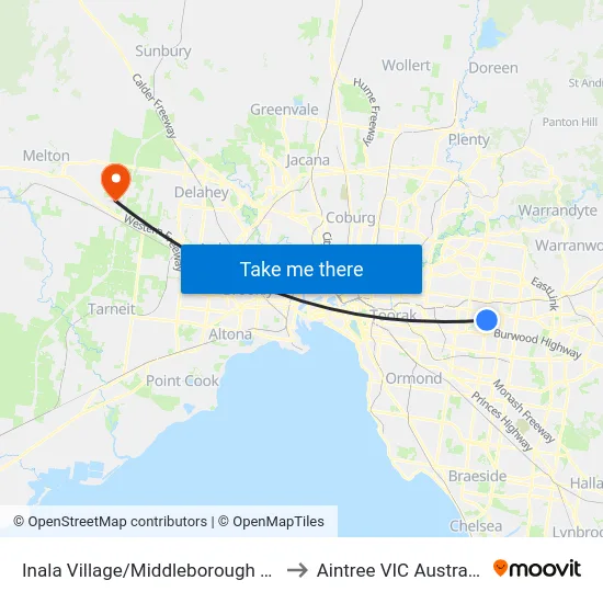 Inala Village/Middleborough Rd to Aintree VIC Australia map