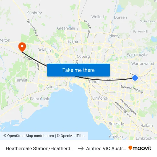Heatherdale Station/Heatherdale Rd to Aintree VIC Australia map