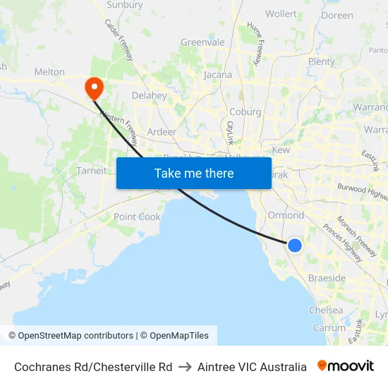 Cochranes Rd/Chesterville Rd to Aintree VIC Australia map