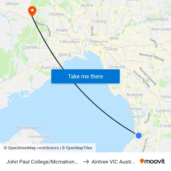 John Paul College/Mcmahons Rd to Aintree VIC Australia map