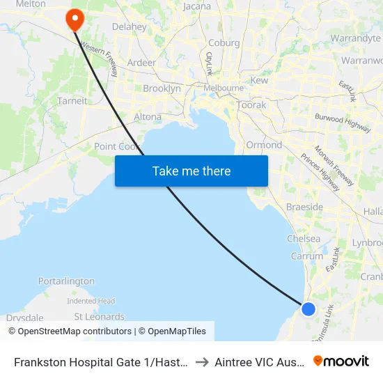 Frankston Hospital Gate 1/Hastings Rd to Aintree VIC Australia map