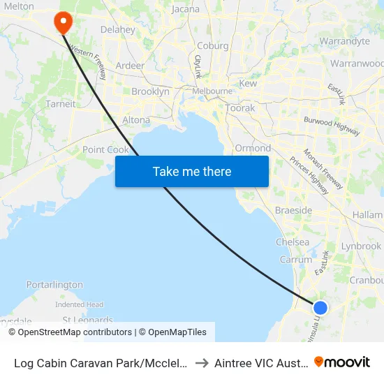 Log Cabin Caravan Park/Mcclelland Dr to Aintree VIC Australia map