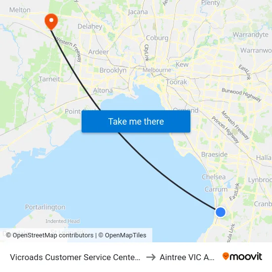 Vicroads Customer Service Center/Hartnett Dr to Aintree VIC Australia map