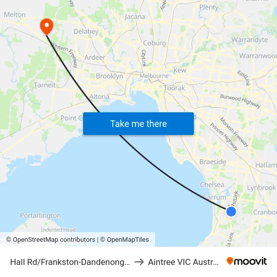 Hall Rd/Frankston-Dandenong Rd to Aintree VIC Australia map