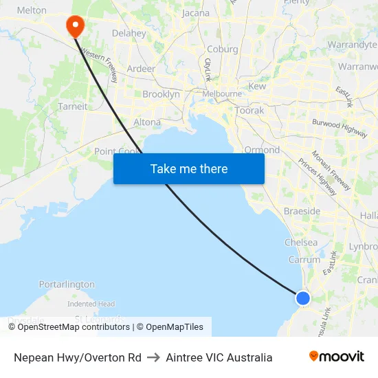 Nepean Hwy/Overton Rd to Aintree VIC Australia map