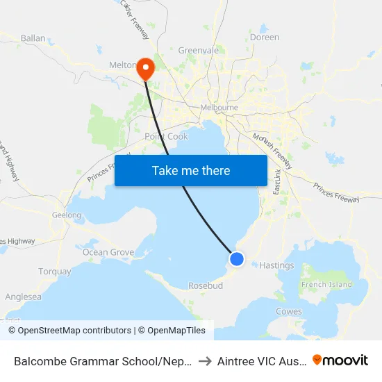 Balcombe Grammar School/Nepean Hwy to Aintree VIC Australia map