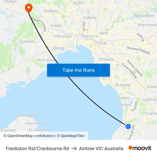 Frankston Rsl/Cranbourne Rd to Aintree VIC Australia map