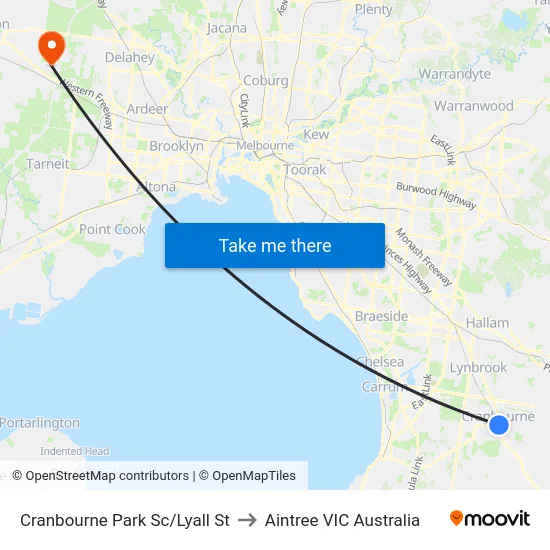 Cranbourne Park Sc/Lyall St to Aintree VIC Australia map