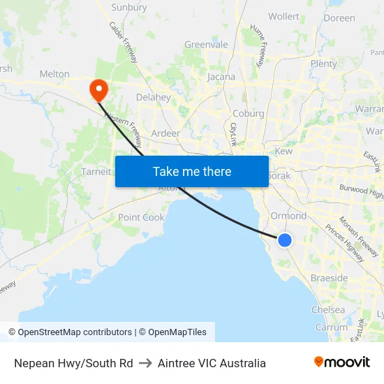 Nepean Hwy/South Rd to Aintree VIC Australia map