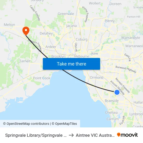 Springvale Library/Springvale Rd to Aintree VIC Australia map