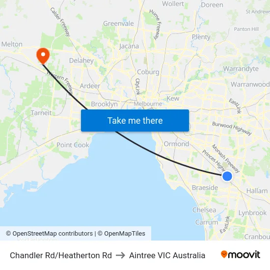 Chandler Rd/Heatherton Rd to Aintree VIC Australia map
