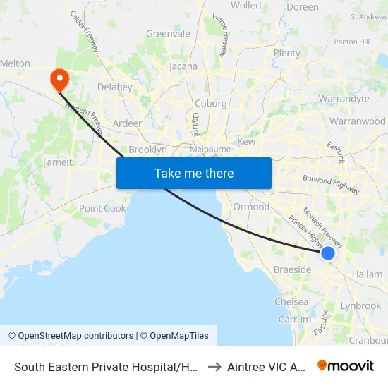 South Eastern Private Hospital/Heatherton Rd to Aintree VIC Australia map