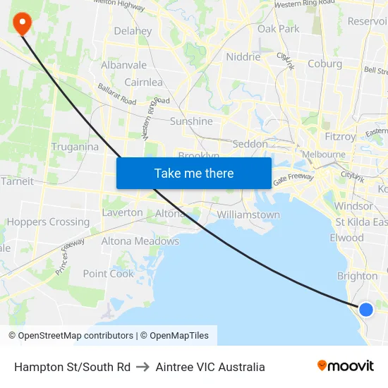 Hampton St/South Rd to Aintree VIC Australia map