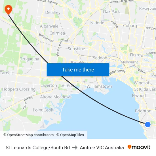 St Leonards College/South Rd to Aintree VIC Australia map