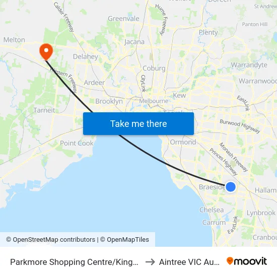 Parkmore Shopping Centre/Kingsclere Ave to Aintree VIC Australia map